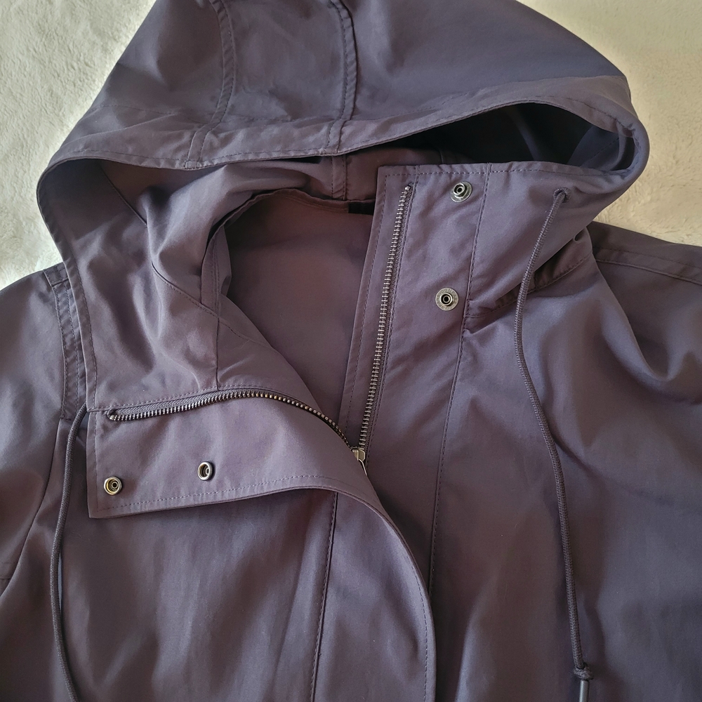 Uniqlo Cotton Blend Purple Eggplant Jacket Raincoat Parka Size S - Picture 3 of 9